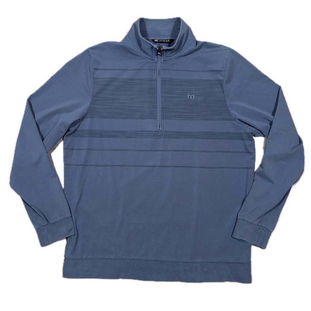 Travis Mathew Quarter‎ Zip Pullover Men's Large Chest Striped Long Sleeve Golf